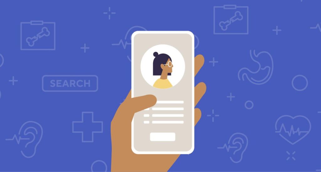 illustrated hand holding a phone